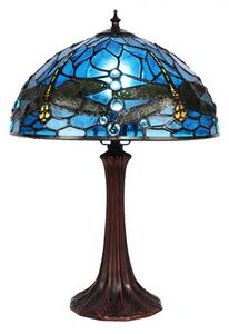 Modrá stolní lampa Tiffany s vážkami Leven blue – 31x43 cm