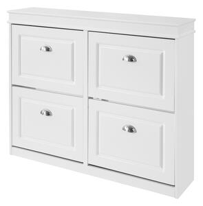 Sobuy Fsr79-W Lavice Se 4 Zásuvkami Botník Lavička Na Boty Bílá 105X83X24Cm