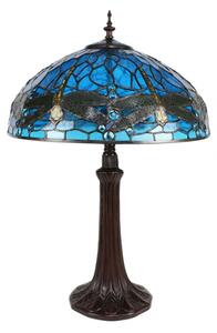 Modrá stolní lampa Tiffany s vážkami Leven blue – 41x57 cm