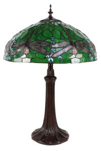 Zelená stolní lampa Tiffany s vážkami Leven green – 41x57 cm