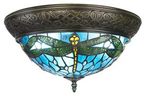 Modré stropní Tiffany světlo s vážkami Dragonfly – 38x20 cm