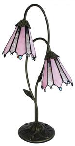 Stolní lampa Tiffany Flowerbell pink – 35x18x61 cm