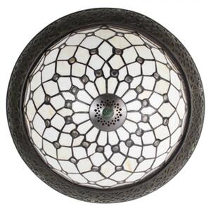 Bílé stropní Tiffany světlo s kamínky Sacheverell – 38x20 cm
