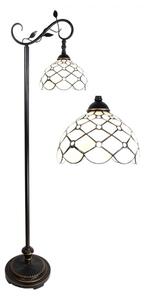 Bílá stojací Tiffany lampa kamínky Sacheverell – 36x25x152 cm