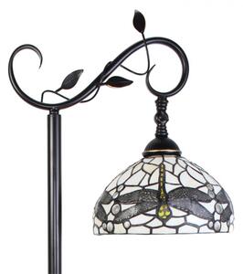 Bílá stojací Tiffany lampa s vážkami Dragonfly – 36x25x152 cm