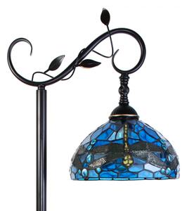 Modrá stojací Tiffany lampa s vážkami Dragonfly – 36x25x152 cm
