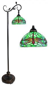 Zelená stojací Tiffany lampa s vážkami Dragonfly – 36x25x152 cm