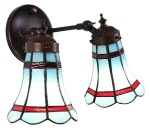 Nástěnná Tiffany lampa 2 stínidla červené pruhy RedLine – 30x23x23 cm