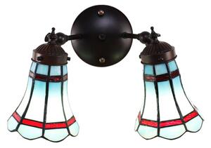 Nástěnná Tiffany lampa 2 stínidla červené pruhy RedLine – 30x23x23 cm