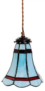 Modrá závěsná Tiffany lampa červené pruhy RedLine – 15x115 cm