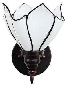 Bílá nástěnná Tiffany lampa ve tvaru květu Jurren – 23x17x19 cm