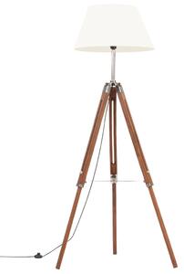 Stojací lampa stativ medově hnědá a bílá masivní teak 141 cm