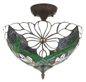 Krémovo-zelené stropní svítidlo Tiffany Huib – 36x35 cm