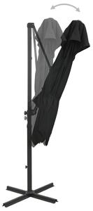 Konzolový slunečník s dvojitou stříškou 250 x 250 cm černý