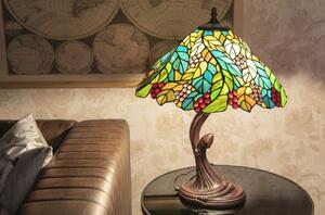 Zelená stolní lampa Tiffany s hroznovým vínem Ties – 43x54 cm