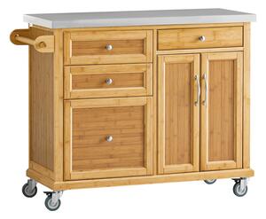 Sobuy Fkw70-N Kuchyňský Vozík Kuchyňský Ostrůvek Kuchyňská Skříňka Bambusový 115X92X46Cm