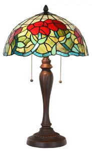 Stolní lampa Tiffany s červenými květy Tess – 35x58 cm