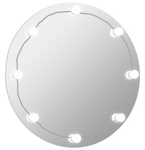 Nástěnné zrcadlo bez rámu s LED osvětlením kulaté sklo