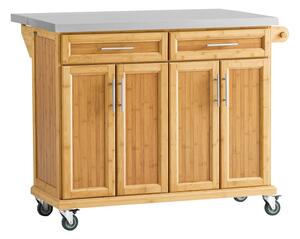 Sobuy Fkw69-N Kuchyňský Ostrůvek Kuchyňský Vozík Servírovací Vozík Bambusový 115X92X46-71Cm