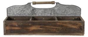 Hnědý úložný box se 6ti boxy a rukojetí – 60x32x22 cm