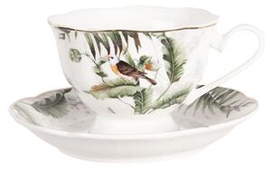 Porcelánový šálek s podšálkem Tropical birds – 12x9x7 cm