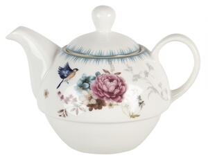 Tea for one s motivem květin a ptáčka Pivoine – 460 ml