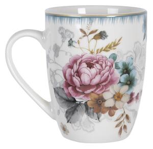 Velký porcelánový hrnek s motivem květin a ptáčka Pivoine – 360 ml
