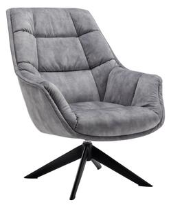 KONDELA Designové otočné křeslo, světle šedá látka Velvet/kov, VALTER