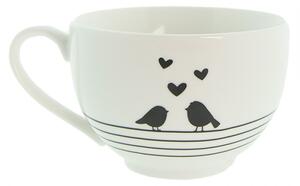 Porcelánový šálek s podšálkem s ptáčky Love Birds – 12x9x7 cm