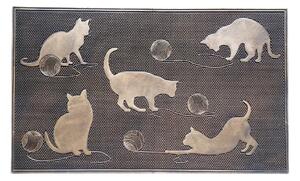 Gumová rohožka Bo-Ma Trading 5 koček, 75 x 45 cm, odolná, motiv koček, bronzová patina
