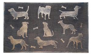 Gumová rohožka Bo-Ma Trading 9 psů, 75 × 45 cm, odolná, motiv pejsků, bronzová patina