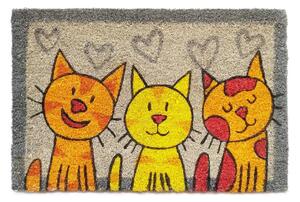 Kokosová rohožka Bo-Ma Trading 3 kočky, 70 x 40 cm, s hravým kočičím motivem