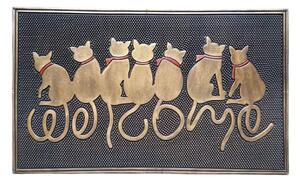 Gumová rohožka Bo-Ma Trading 7 koček, 75 x 45 cm, odolná, motiv koček, bronzová patina
