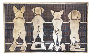 Gumová rohožka Bo-Ma Trading 4 psí mušketýři, 75 x 45 cm, odolná, motiv pejsků, bronzová patina