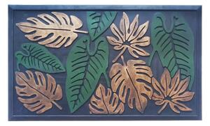 Gumová rohožka Bo-Ma Trading Listnatá symfonie, 75 x 45 cm, odolná, florální motiv, zeleno-bronzová