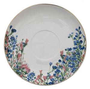 Porcelánový šálek s podšálkem a květy Floraison II – 12x10x6 cm