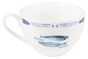 Porcelánový šálek s podšálkem s rybkami Fish Blue – 12x6x6 cm