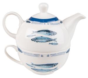 Tea for One s rybkami Fish Blue – 400 ml / 250 ml