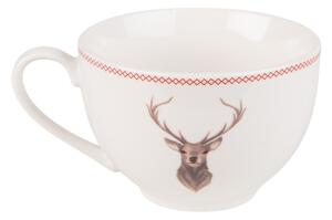 Porcelánový šálek s podšálkem s jelenem Cosy Lodge – 12x9x6 cm