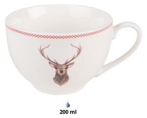 Porcelánový šálek s podšálkem s jelenem Cosy Lodge – 12x9x6 cm