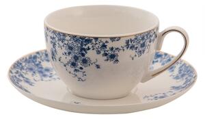 Porcelánový šálek s podšálkem s modrými květy Blue Flowers – 12x9x6 cm