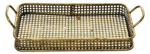 Kovový zlatý servírovací podnos s patinou Servaas – 56x28x11 / 51x24x10 cm