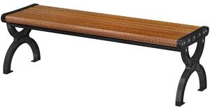 Outsunny 2místná zahradní lavička — kovový rám s roštovým sedákem pro terasu a balkón, 124 × 39 × 39 cm, hnědá | Aosom