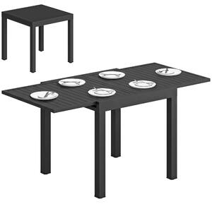 Outsunny rozkládací stůl pro 4–6 osob | 80–160 × 80 cm | černý práškový hliník | Aosom