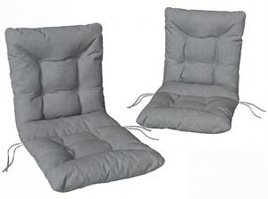 Outsunny 2 ks sedáků 120 × 50 × 8 cm — sedáky na židle s poutky, interiér/exteriér, světle šedé | Aosom