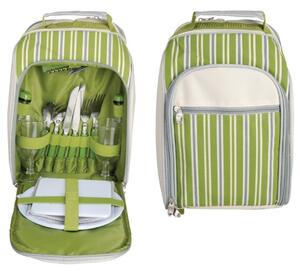 Piknikový batoh GREEN pro 2 osoby - zelenobílý
