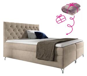 KONDELA Boxspringová postel, 160x200, béžová látka Velvet, GULIETTE + dárek