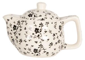 Konvička na čaj s drobnými černými květy – 400 ml