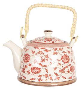 Porcelánová konvice na čaj s červenými kvítky – 800 ml