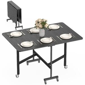 HOMCOM skládací jídelní stůl pro 4–6 osob s kolečky a sklápěcími deskami, černý, 120×80×73 cm | Aosom